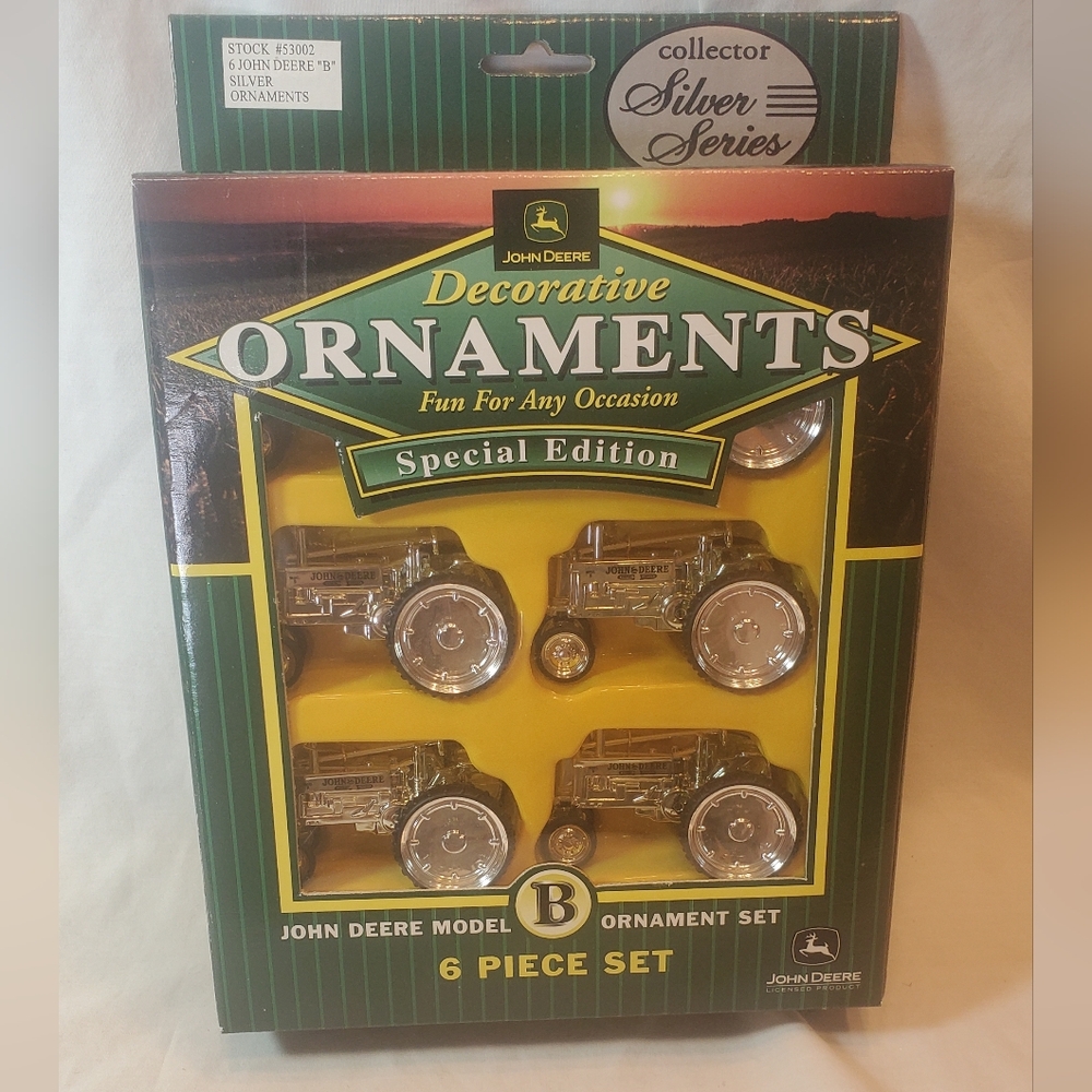 John Deere Special Edition Silver Series Model B Decorative Ornaments, Set Of 6
